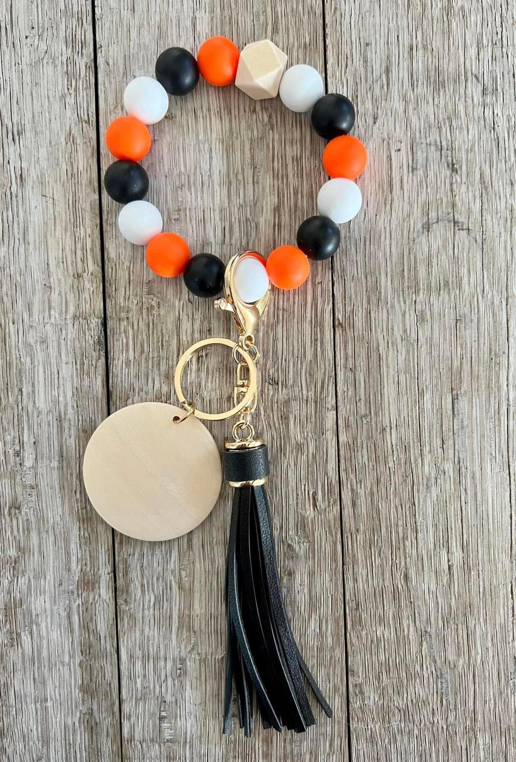 Orange Black and White Wristlet